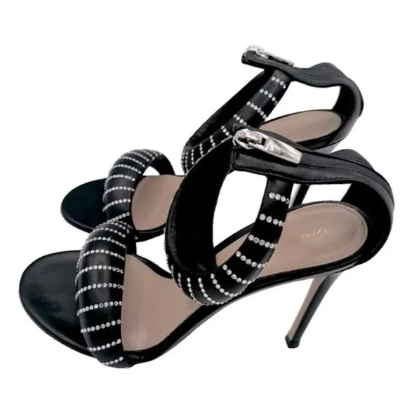 Gianvito Rossi Bijoux Crystal Puffy Nappa Black 105mm Sandals Size 8.5 - Picture 6 of 13